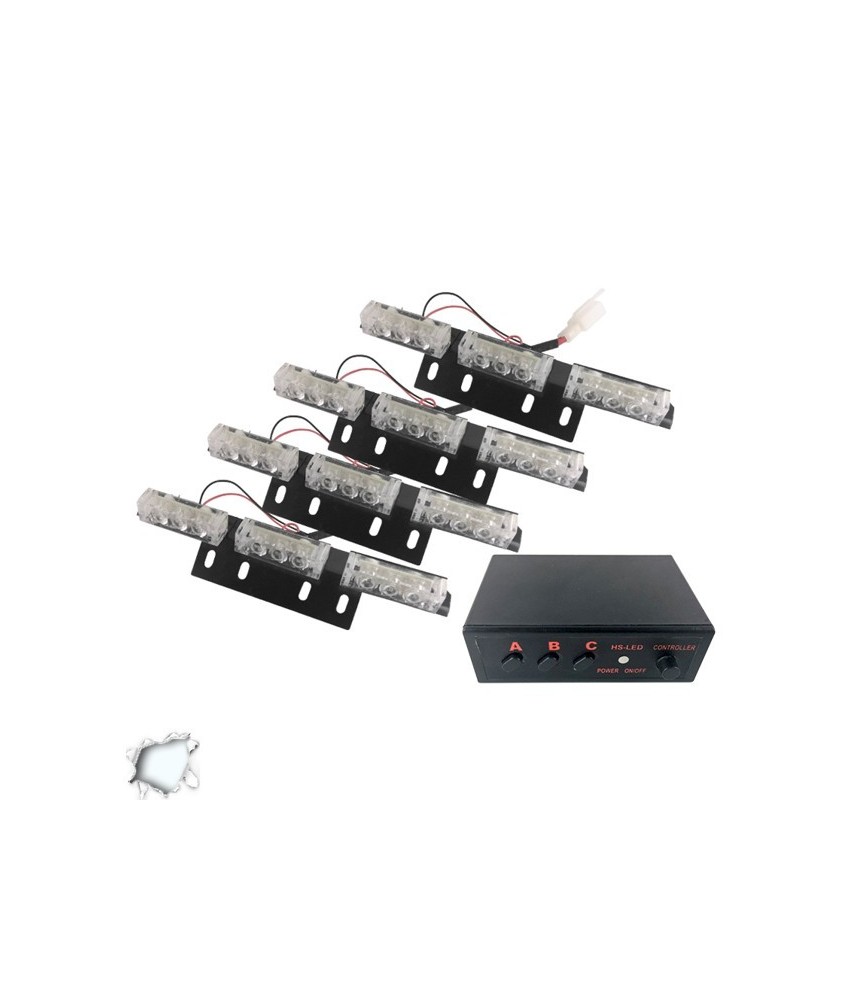 Εξωτερικά Φώτα Οδικής Βοήθειας STROBO LED 4x3 36W 10-30V IP65 Αδιάβροχα Λευκό GloboStar 17941